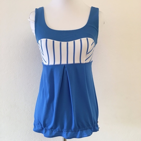 Lululemon Blue White Tank Striped Top Size 4 - Picture 1 of 8